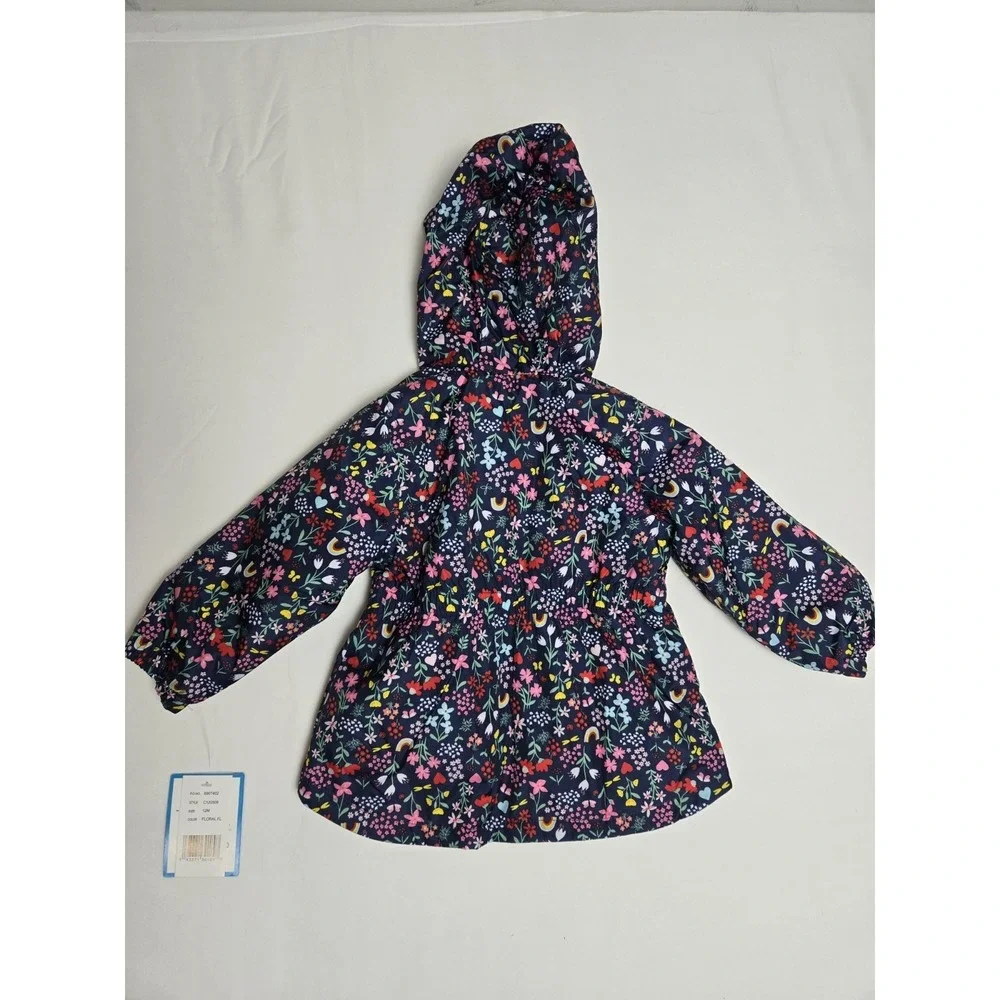 New‎ Carters Girls Jacket Medium Sz 12M Lined Water-wind resistant floral blue